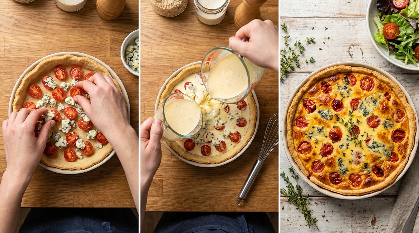 découvrez la quiche savoureuse à la tomate et au fromage bleu, une recette gourmande qui marie parfaitement fraîcheur et richesse pour un succès garanti à chaque bouchée.