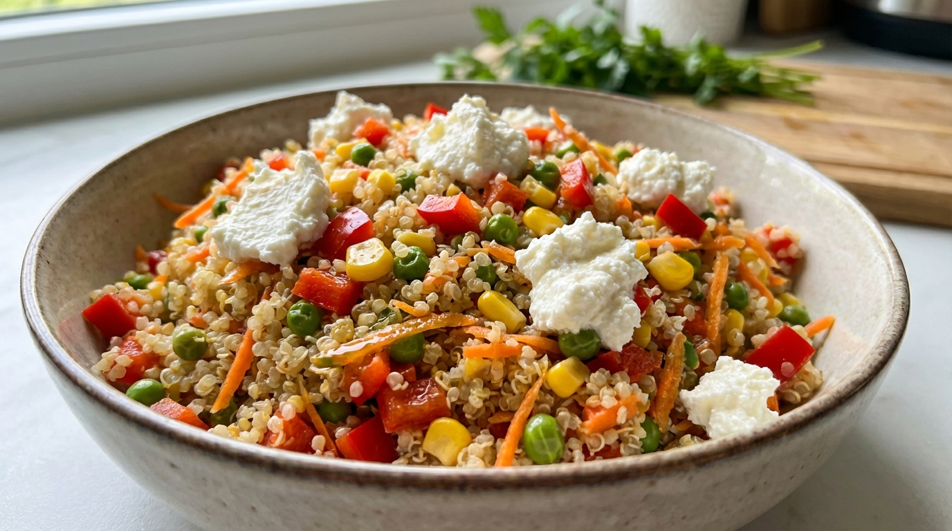 découvrez notre recette de quinoa coloré aux légumes croquants et fromage frais, une explosion de saveurs saine et gourmande idéale pour vos repas équilibrés.