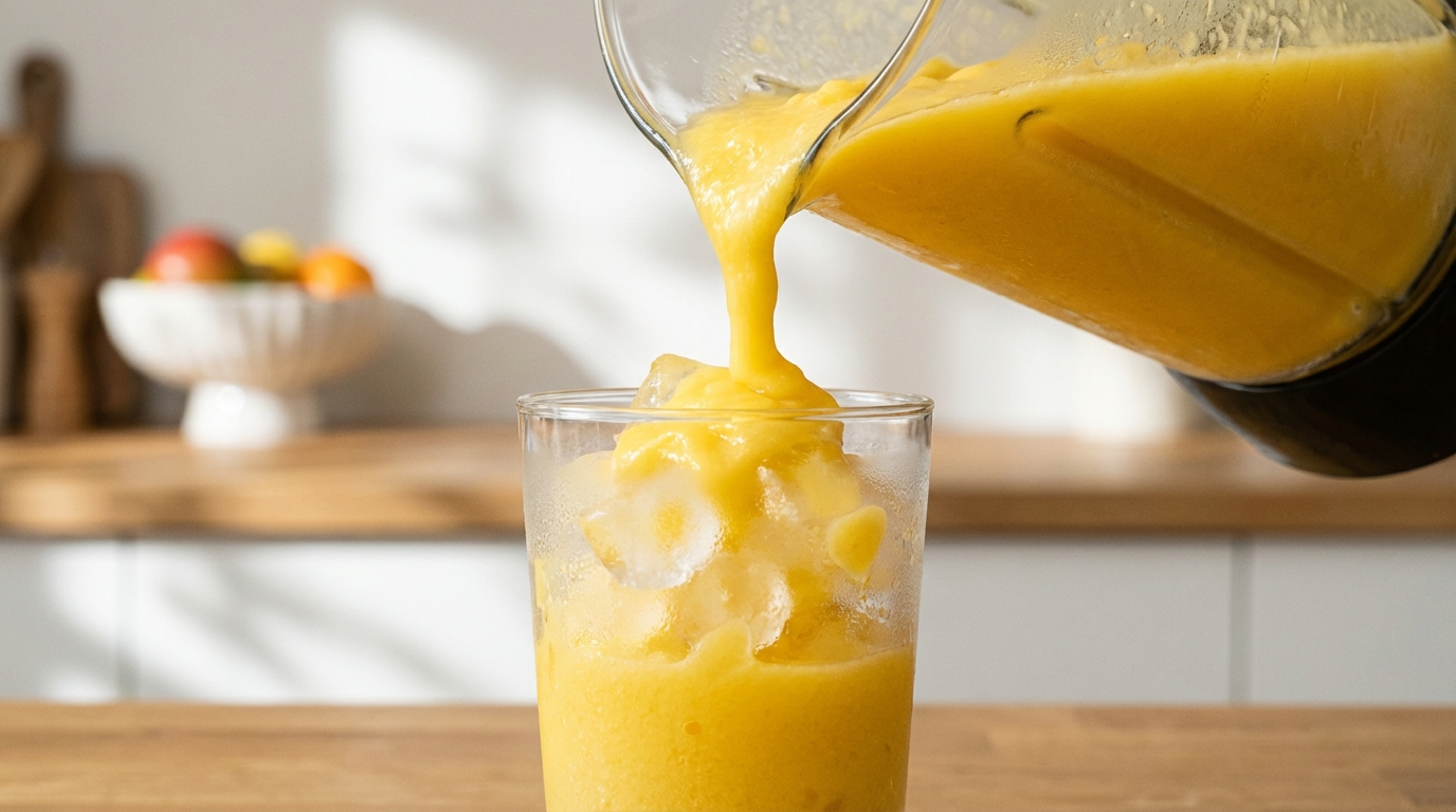 découvrez une recette simple et rafraîchissante de smoothie glacé léger à la mangue et à la banane, parfait pour vos journées d'été.