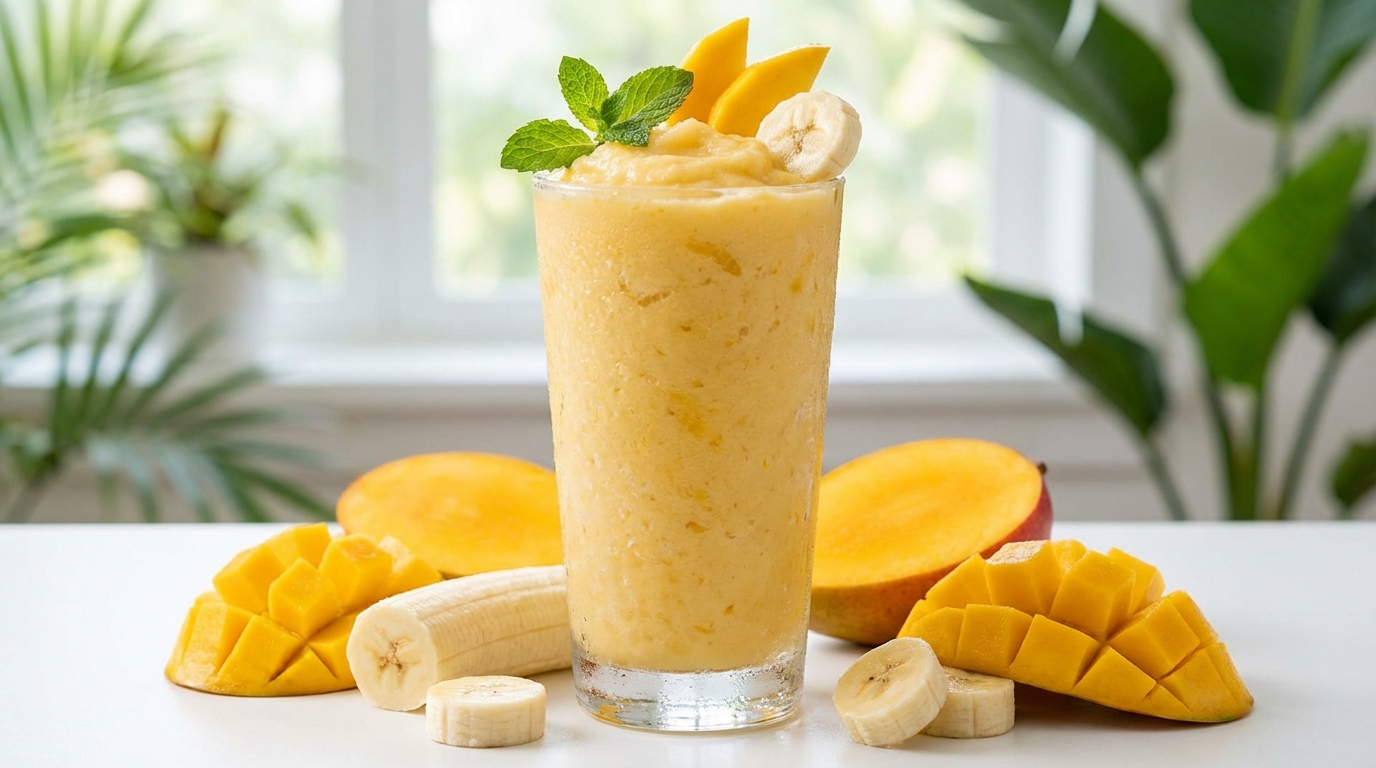 découvrez une recette facile et rapide pour un smoothie glacé léger à la mangue et à la banane, parfait pour se rafraîchir en toute simplicité.