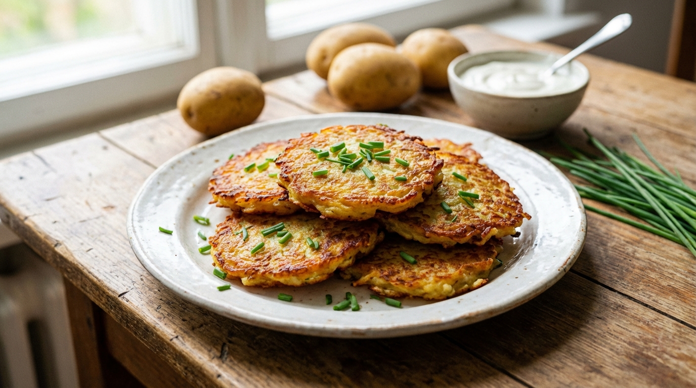 découvrez une recette simple et légère de galettes de pommes de terre à la ciboulette, parfaite pour un repas savoureux et facile à préparer.