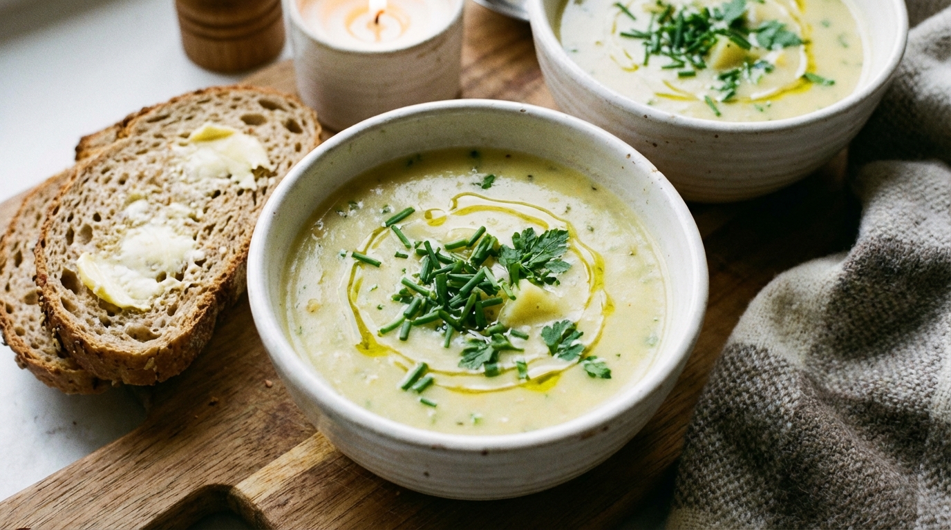 découvrez notre recette de soupe légère aux poireaux et pommes de terre, parfaite pour un repas sain et savoureux. facile à préparer et riche en saveurs, elle réchauffera vos repas tout en prenant soin de votre santé.