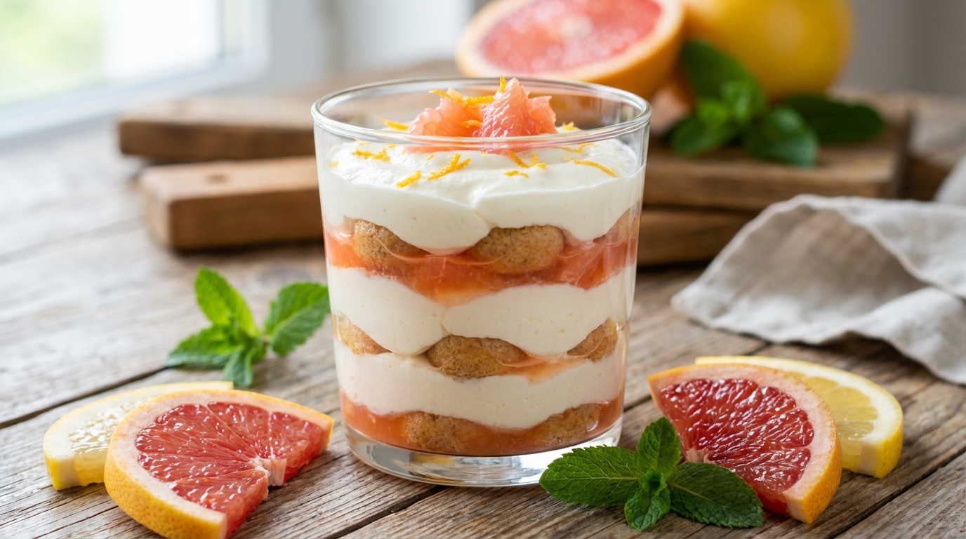 découvrez notre recette de tiramisu gourmand alliant la douceur du fromage frais à la fraîcheur acidulée du pamplemousse pour un dessert léger et savoureux.