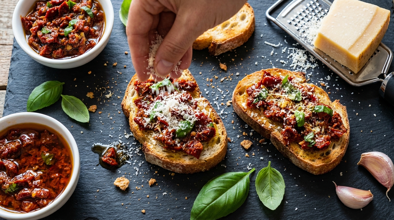 découvrez la bruschetta tomate et parmesan, une recette savoureuse qui vous transporte au cœur de l'italie avec des saveurs fraîches et authentiques.