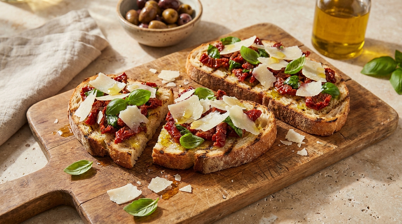 découvrez la bruschetta tomate et parmesan, une recette simple et savoureuse qui vous transporte au cœur de l'italie pour un voyage gourmand inoubliable.