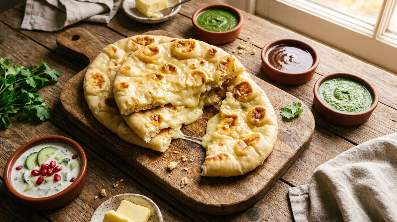 découvrez notre recette maison de cheese naan, un pain au fromage savoureux et fondant, facile à préparer pour régaler toute la famille.