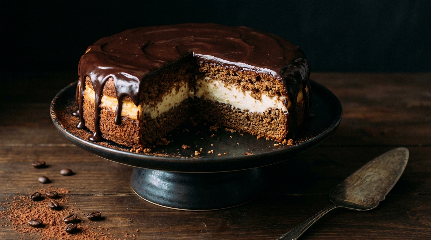 découvrez le délice café, un gâteau moelleux garni d'un cream cheese allégé et nappé d'une ganache chocolat légère, pour une douceur gourmande et légère.