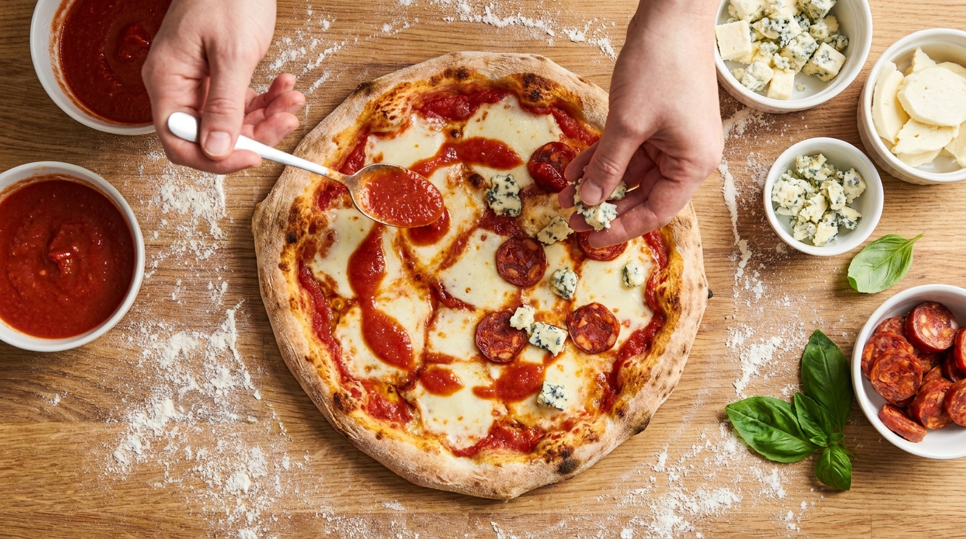 découvrez la recette savoureuse de la pizza au bleu et chorizo de délice gourmand, une explosion de saveurs qui ravira vos papilles à chaque bouchée.