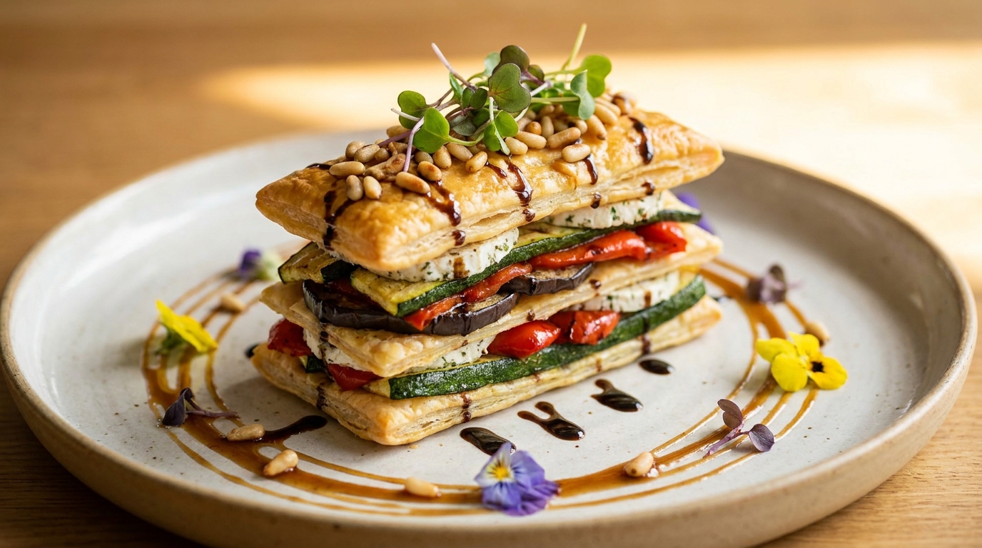 découvrez notre recette savoureuse de millefeuille aux légumes croquants et chèvre frais, un délice léger et gourmand pour toutes les occasions.