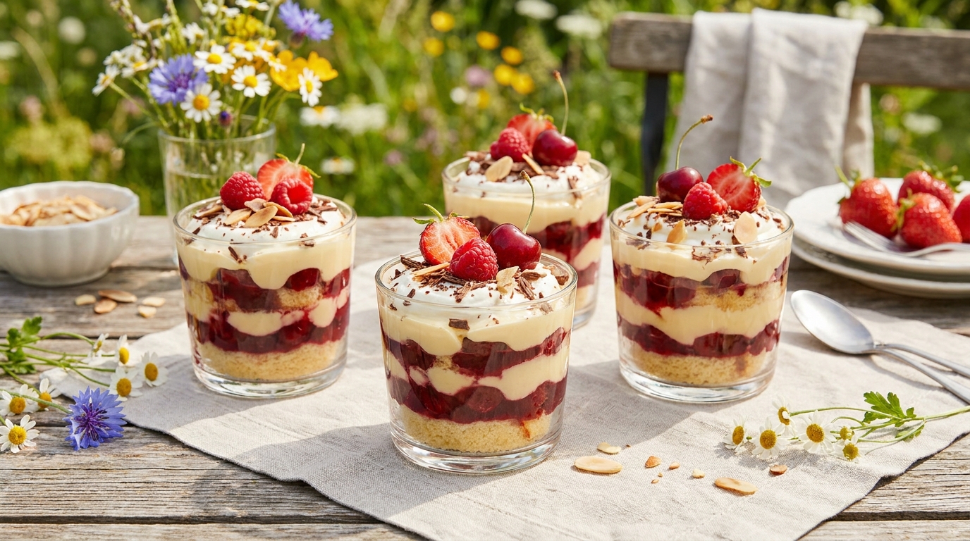 découvrez notre recette gourmande de trifle aux cerises en sirop léger, un dessert fruité et rafraîchissant parfait pour toutes les occasions.