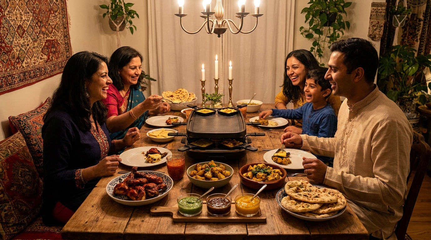 découvrez notre recette de raclette au poulet façon indienne, une fusion gourmande qui marie tradition suisse et épices exotiques pour une explosion de saveurs inoubliable.