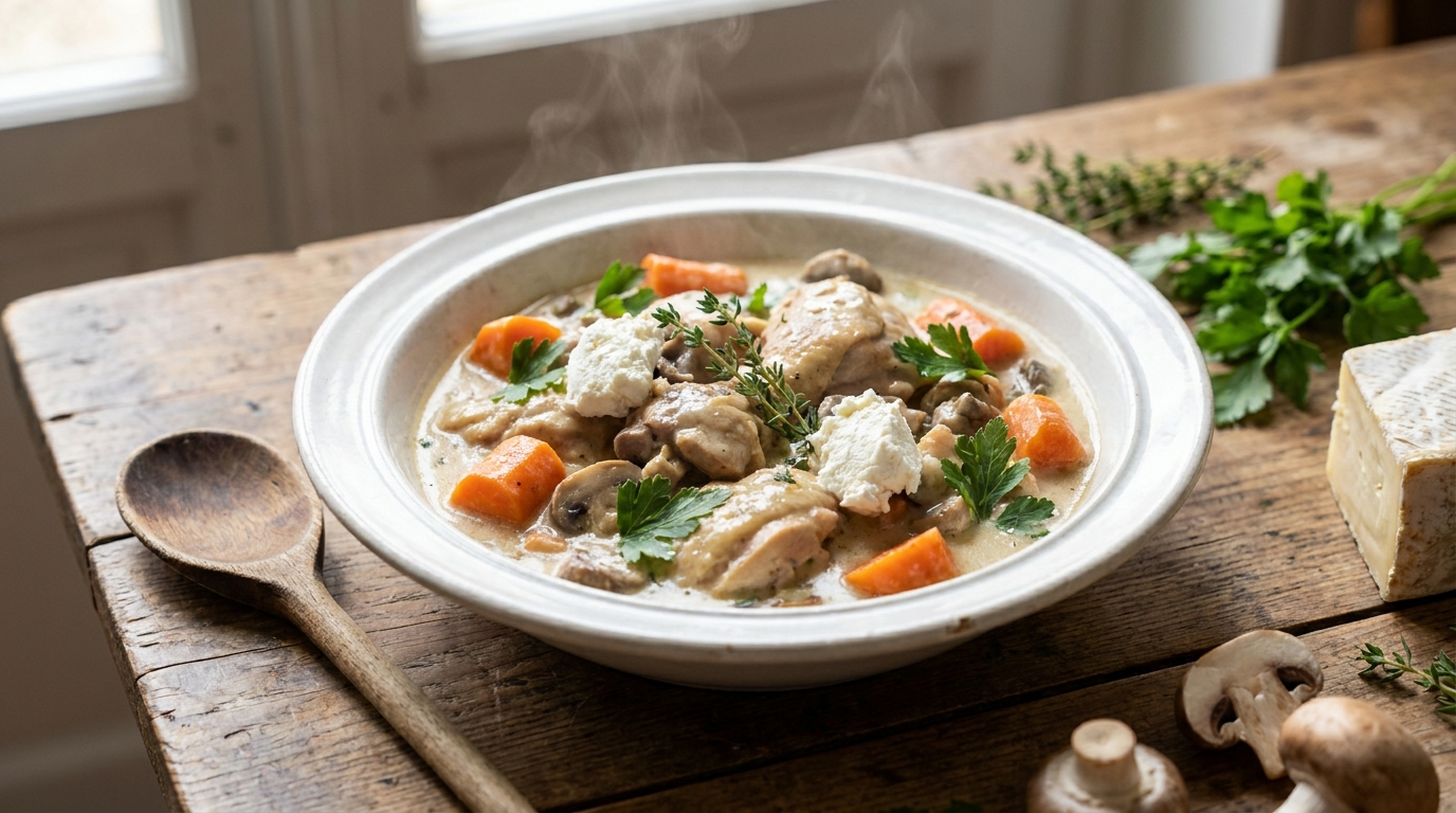 découvrez notre recette gourmande de blanquette de volaille au fromage frais, un plat savoureux et réconfortant à tester absolument pour vos repas.