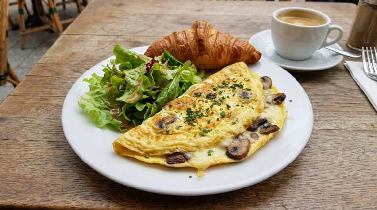savourez une omelette gourmande aux champignons frais et fromage onctueux, parfaite pour un repas simple et délicieux.