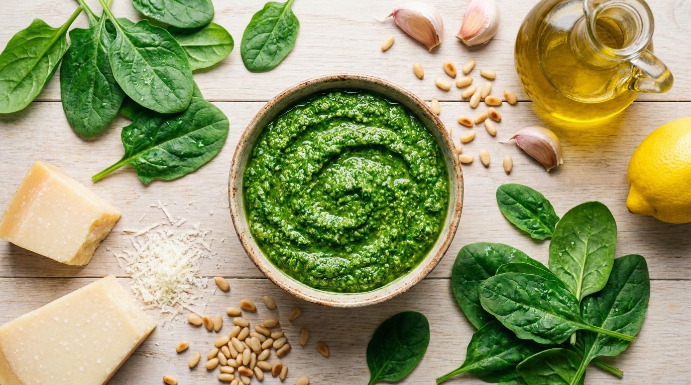 découvrez une pizza légère et savoureuse avec une croûte de brocoli croustillante, garnie d’un pesto d’épinards frais et vibrant, idéale pour un repas sain et gourmand.