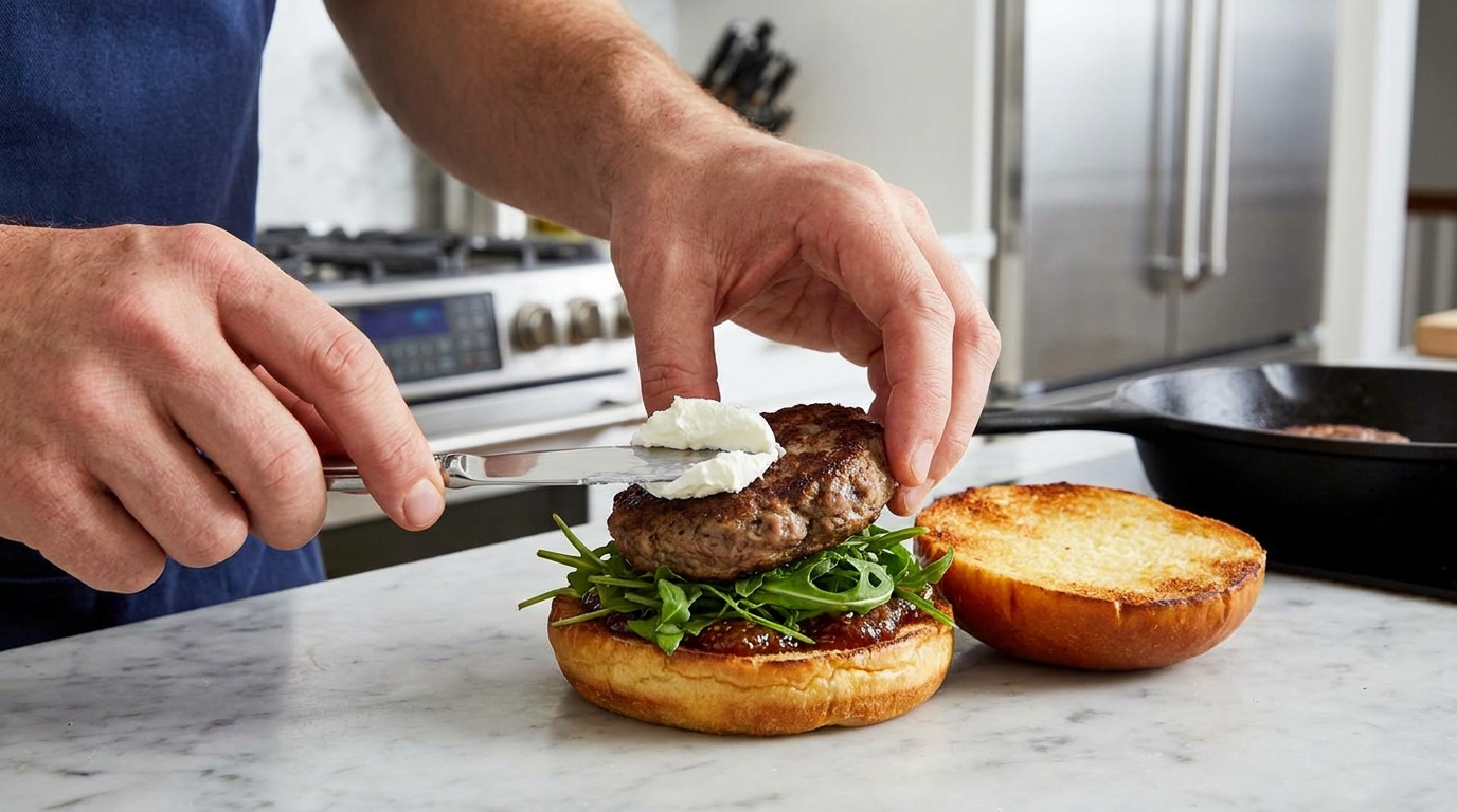 découvrez notre recette facile et rapide pour préparer un burger fondant au fromage de chèvre, alliant saveurs gourmandes et simplicité en cuisine.