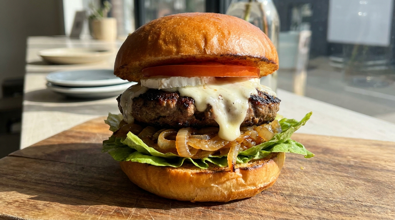 découvrez notre recette facile et rapide pour préparer un burger fondant au fromage de chèvre, alliant saveurs gourmandes et simplicité en cuisine.