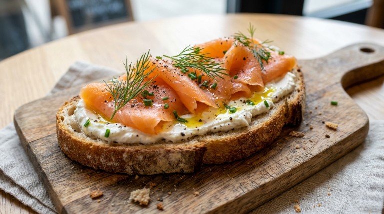 découvrez notre délicieuse tartine alliant le fromage frais onctueux au saumon fumé savoureux, pour une explosion de saveurs en bouche à chaque bouchée.