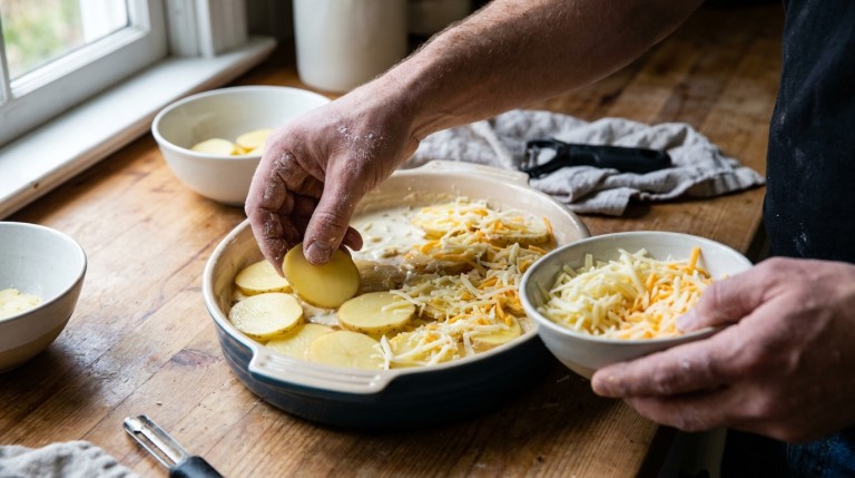 savourez une tourte gourmande au fromage fondant et pommes de terre, une recette facile et délicieuse qui ravira vos papilles à chaque bouchée.
