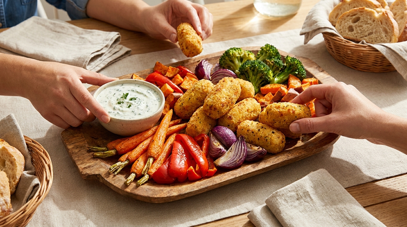 découvrez nos délicieuses croquettes de poulet légères, délicatement parfumées aux céréales spécial k, noisettes et amandes croquantes pour un plaisir gourmand et sain.