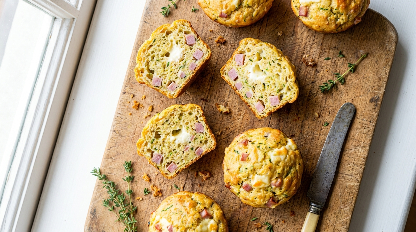 découvrez notre recette gourmande de muffins salés aux courgettes, jambon et fromage frais, parfaits pour un apéritif ou un encas savoureux. faciles à préparer et délicieux à déguster !