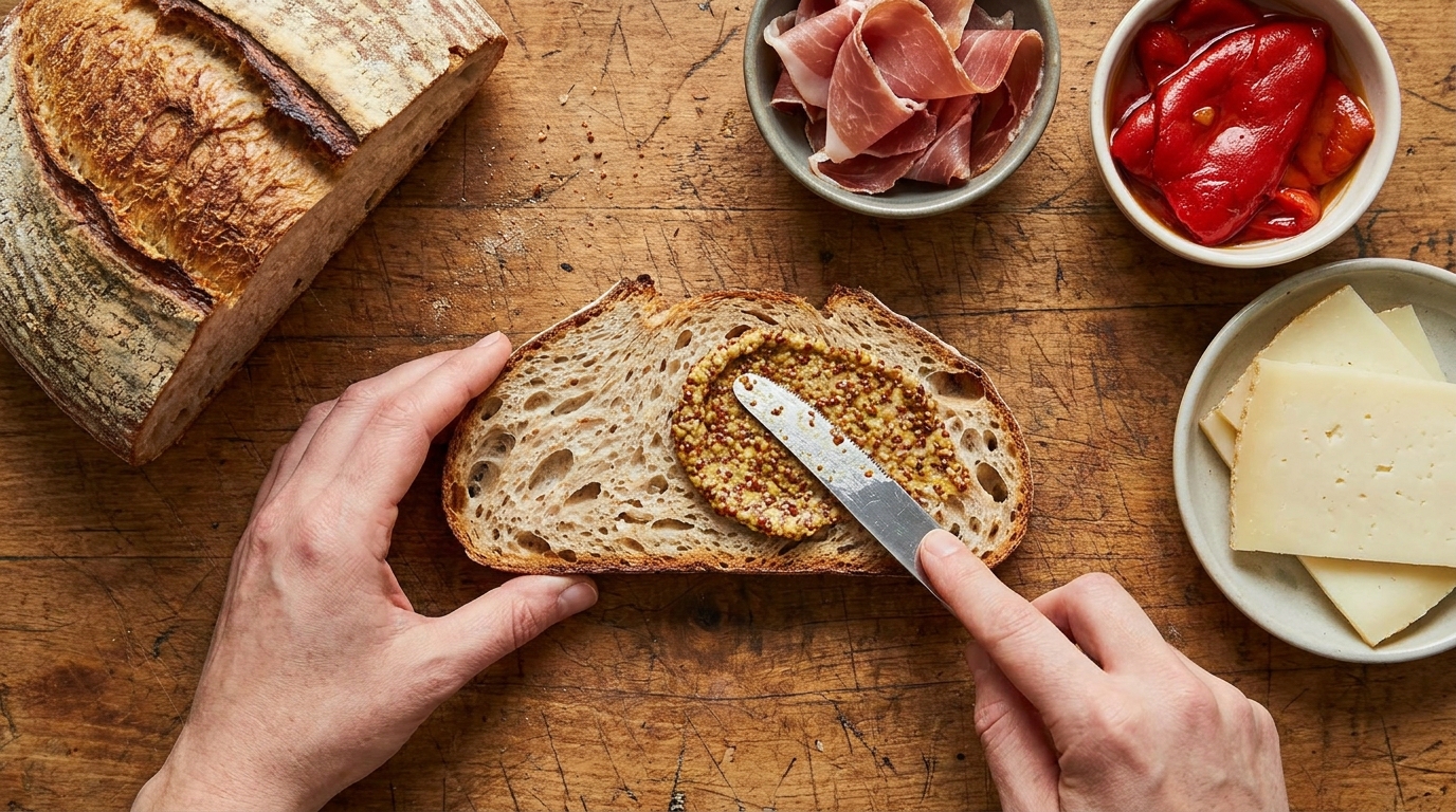 savourez un délicieux sandwich basque garni de fromage de brebis authentique, pour une expérience gourmande et traditionnelle.