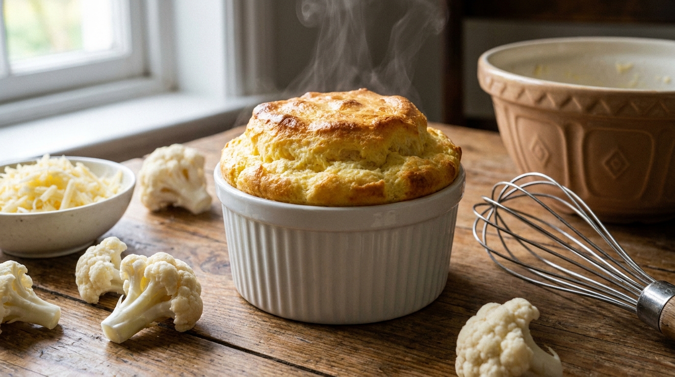découvrez notre recette simple et savoureuse de soufflé au fromage et chou-fleur, idéale pour un plat léger et gourmand à partager en famille.