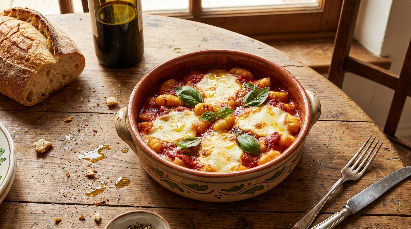 découvrez la recette authentique des gnocchis à la sorrentina, un plat traditionnel italien savoureux à base de gnocchis maison, sauce tomate, mozzarella fondante et basilic frais.