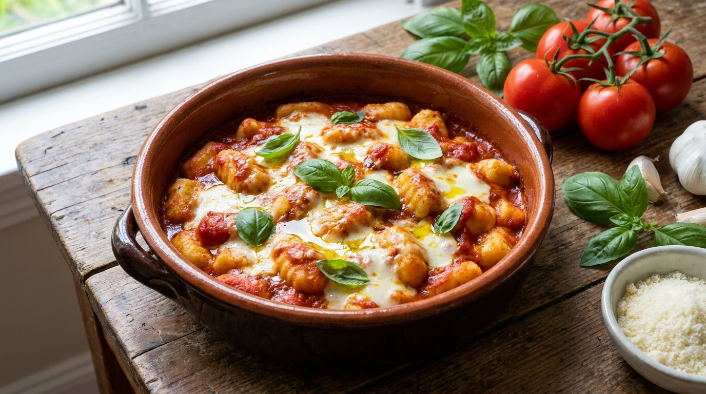 découvrez la recette authentique des gnocchis à la sorrentina, un plat traditionnel italien savoureux à base de gnocchis, sauce tomate et mozzarella fondante.
