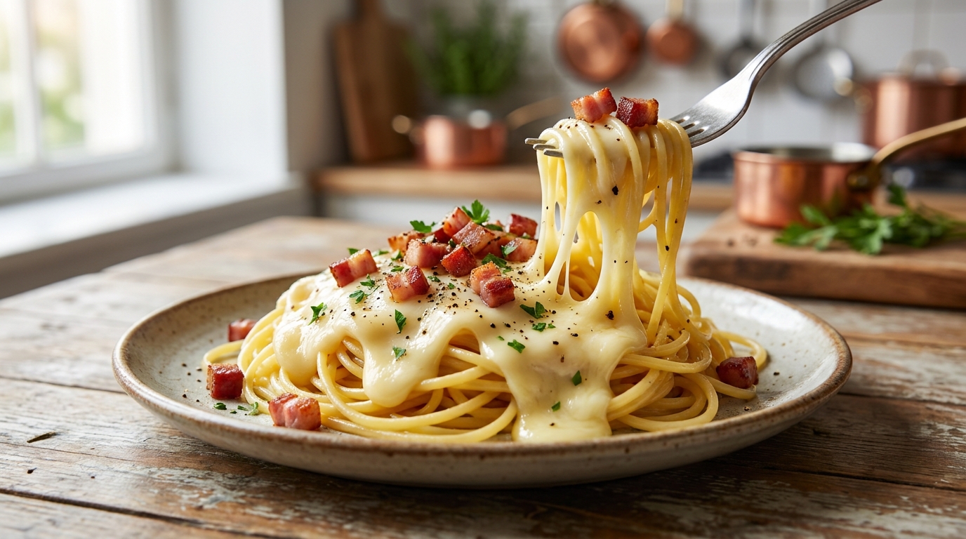 découvrez notre recette authentique de pâtes carbonara revisitées avec un camembert fondant pour une saveur unique et gourmande.