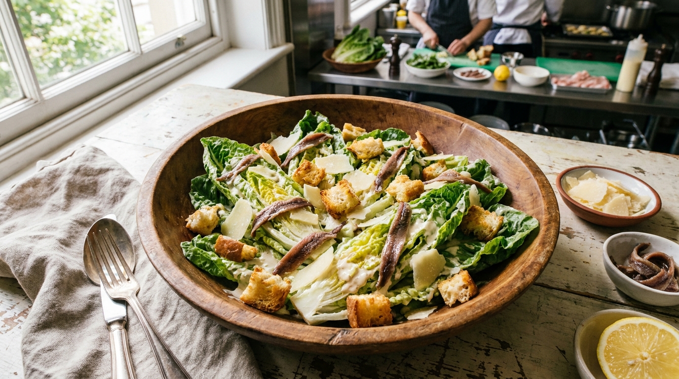 découvrez la recette authentique de la salade césar, ses ingrédients frais et les astuces traditionnelles pour réussir ce classique incontournable de la cuisine.