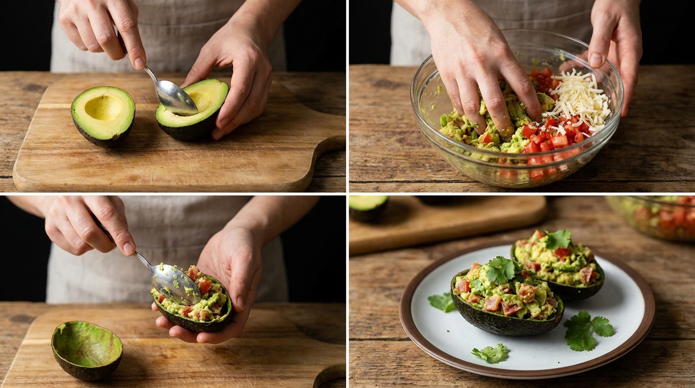 découvrez notre recette simple et délicieuse de délice d'avocat farci à la tomate et au fromage, parfaite pour un repas sain et gourmand.
