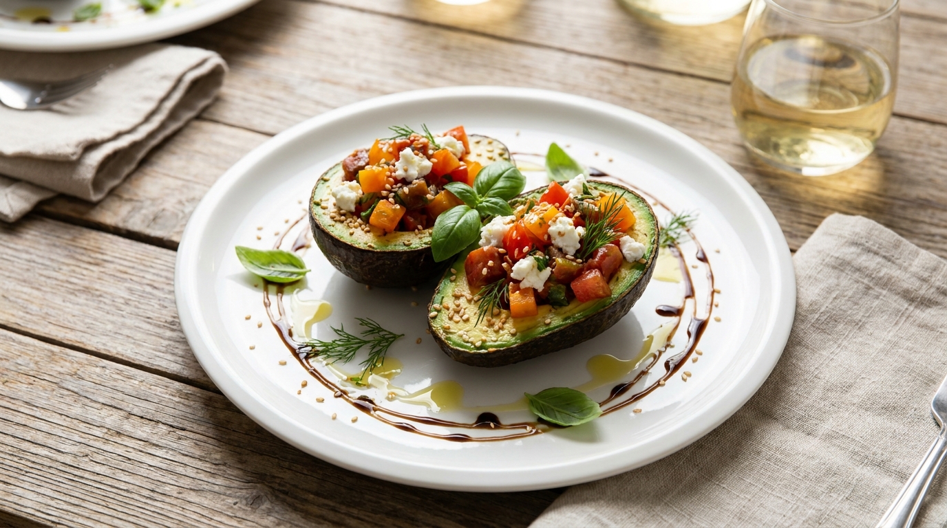 découvrez notre recette facile et savoureuse de délice d'avocat farci à la tomate et au fromage, parfaite pour une entrée fraîche et gourmande.