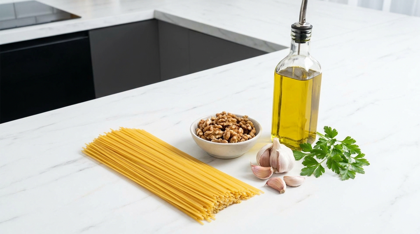 découvrez notre recette gourmande de délice de pâtes aux éclats de noix, relevée par une sauce légère à l’ail, pour un plat savoureux et raffiné qui séduira vos papilles.