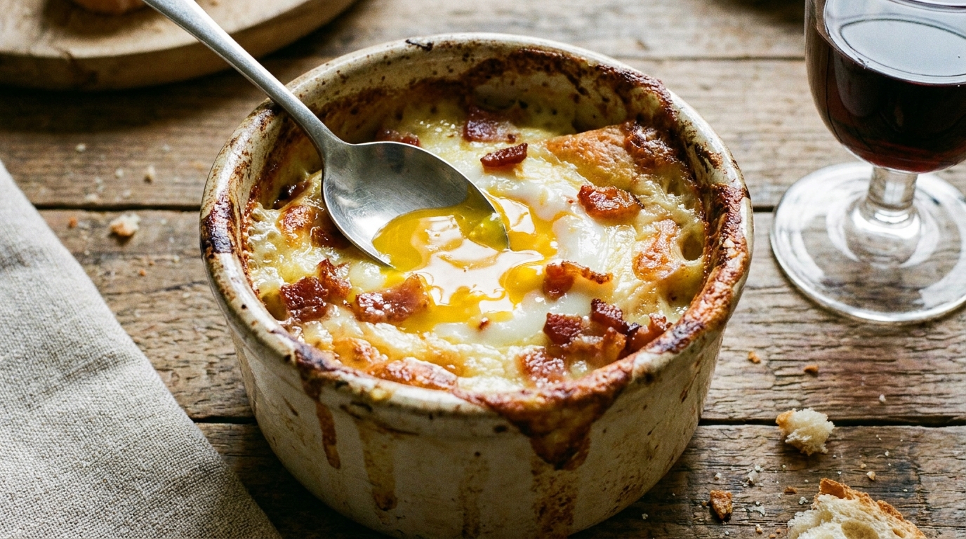 découvrez notre recette gourmande d'œuf cocotte au maroilles et lardons, un plat fondant et savoureux parfait pour régaler vos papilles.