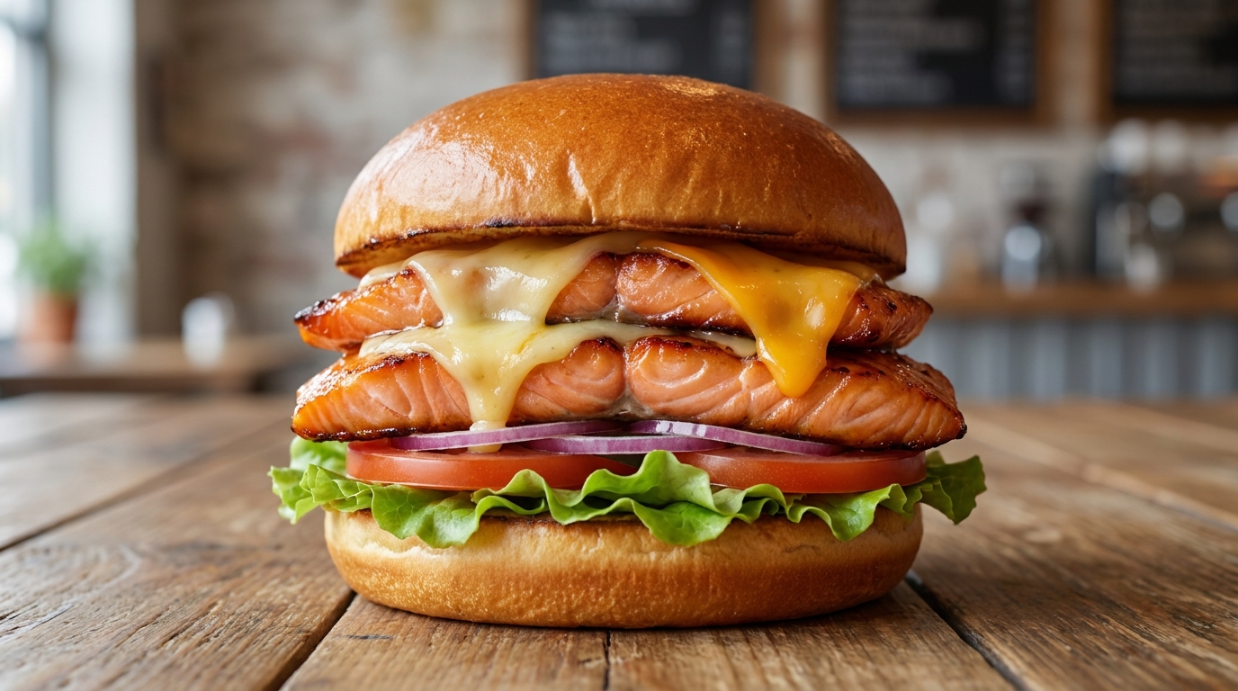découvrez notre recette savoureuse de burger au saumon fumé et fromage fondant, un délice gourmand qui ravira vos papilles à chaque bouchée.