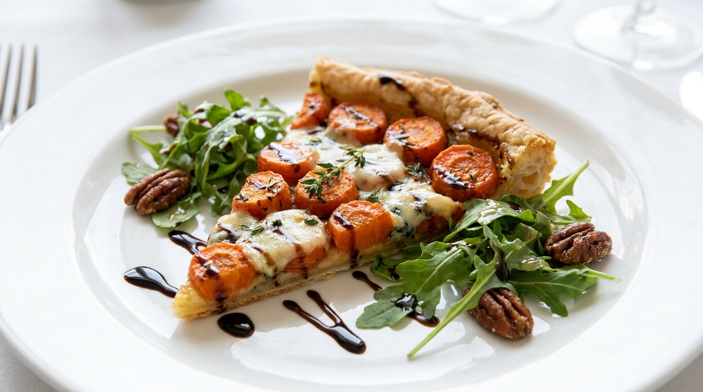 découvrez notre tarte aux carottes caramélisées et fromage bleu, une délicieuse alliance sucré-salé parfaite pour un repas gourmand et original.