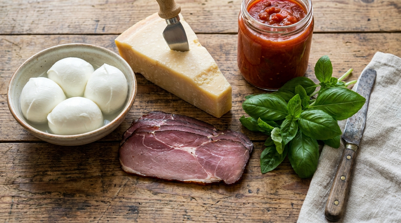 découvrez une délicieuse recette de pizza garnie de jambon fumé et de fromages italiens authentiques, parfaite pour un repas savoureux et gourmand.