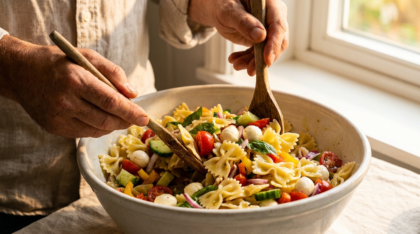 découvrez une délicieuse salade de pâtes à l'italienne au fromage fondant, une recette pleine de saveurs parfaites pour un repas frais et gourmand.