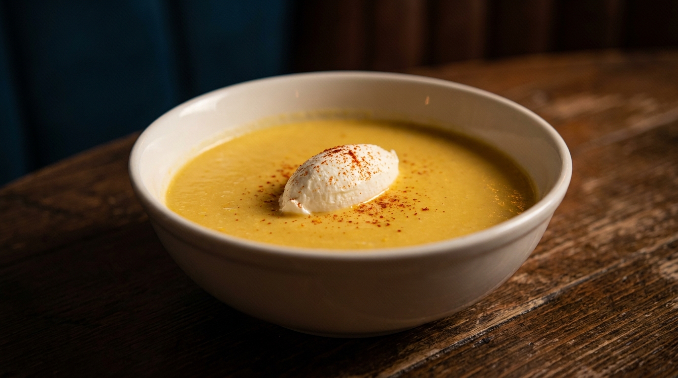 découvrez notre délicieuse soupe de maïs onctueuse, sublimée par une chantilly au fromage crémeuse pour une expérience gourmande unique.