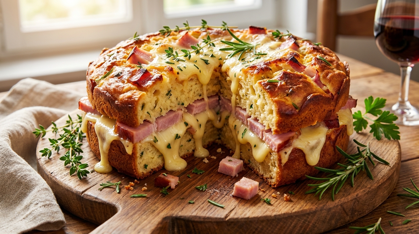 découvrez notre recette gourmande de cake au jambon, herbes aromatiques et fromage à raclette, parfaite pour un apéritif savoureux ou un repas convivial.