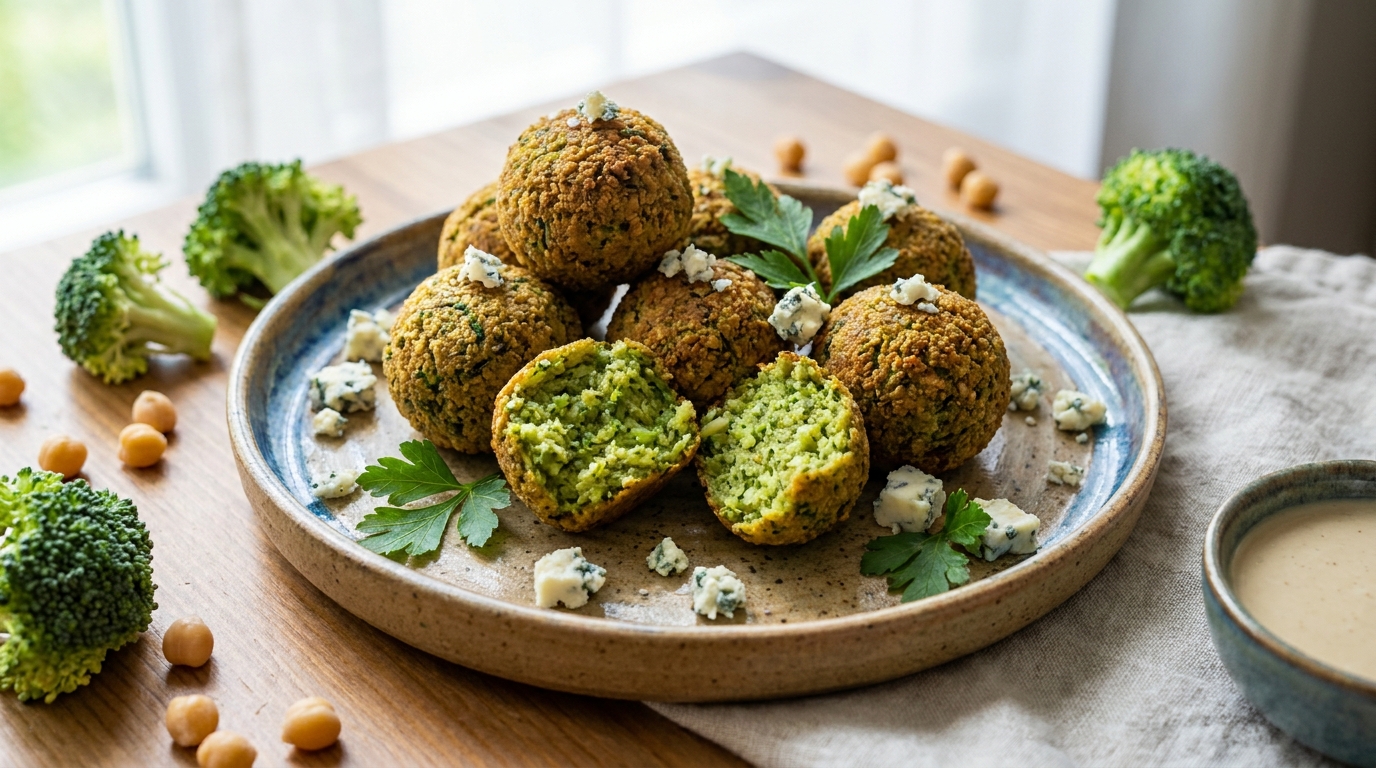 découvrez une recette savoureuse de falafels aux pois chiches et brocolis, agrémentée d'une touche gourmande de fromage bleu pour un mariage de saveurs unique et délicieux.