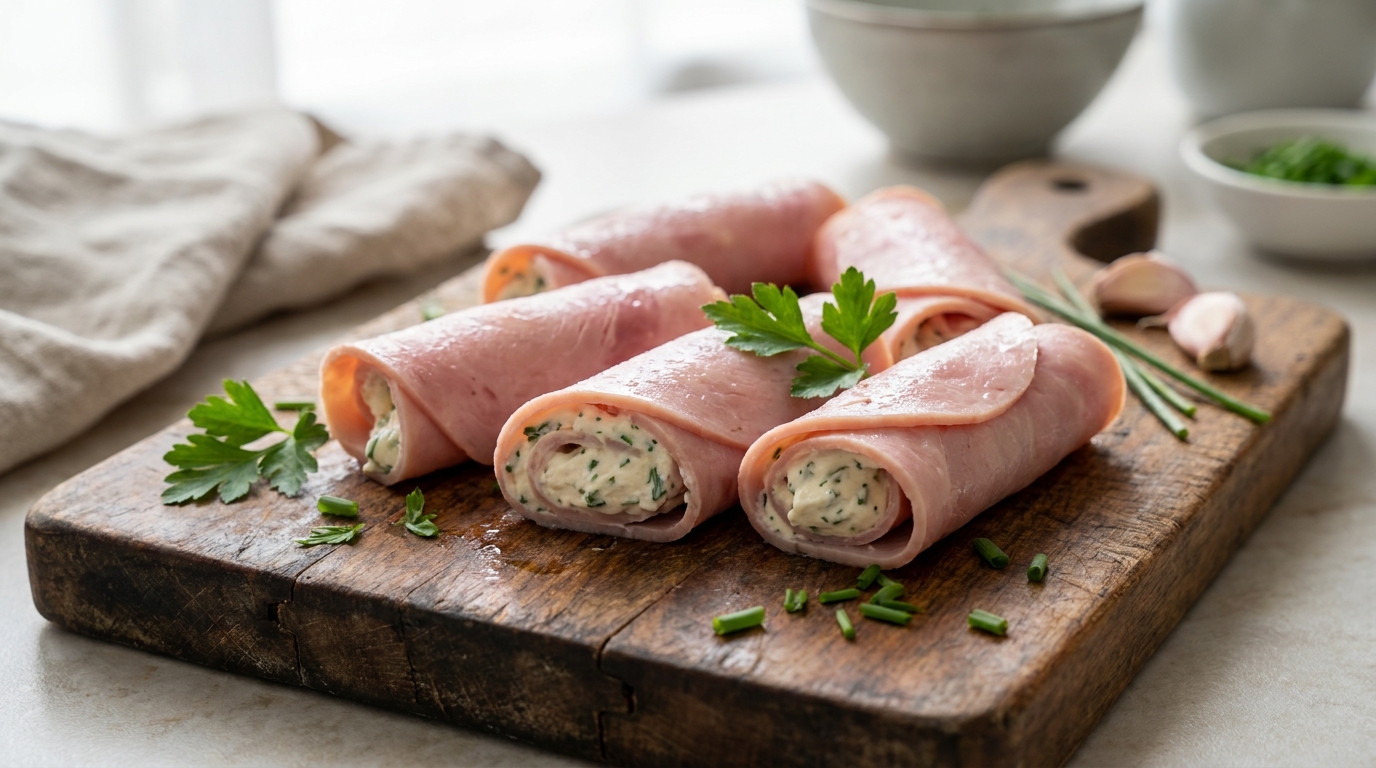 découvrez notre recette simple et rapide de roulés de jambon au fromage frais, ail et fines herbes, une délicieuse idée apéritive facile à préparer pour toutes vos occasions.