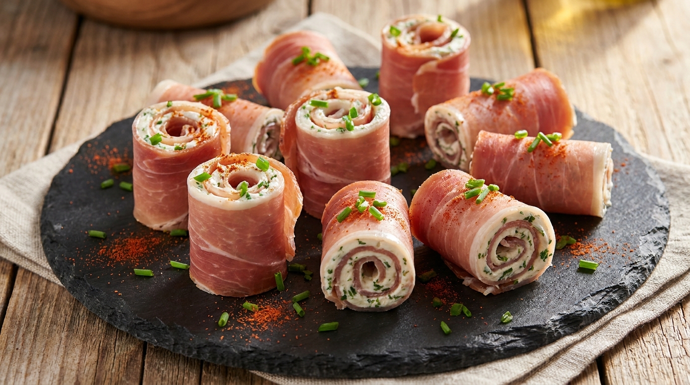 découvrez la recette simple et rapide des délicieux roulés de jambon au fromage frais, ail et fines herbes, parfaits pour un apéritif savoureux ou un snack gourmand.