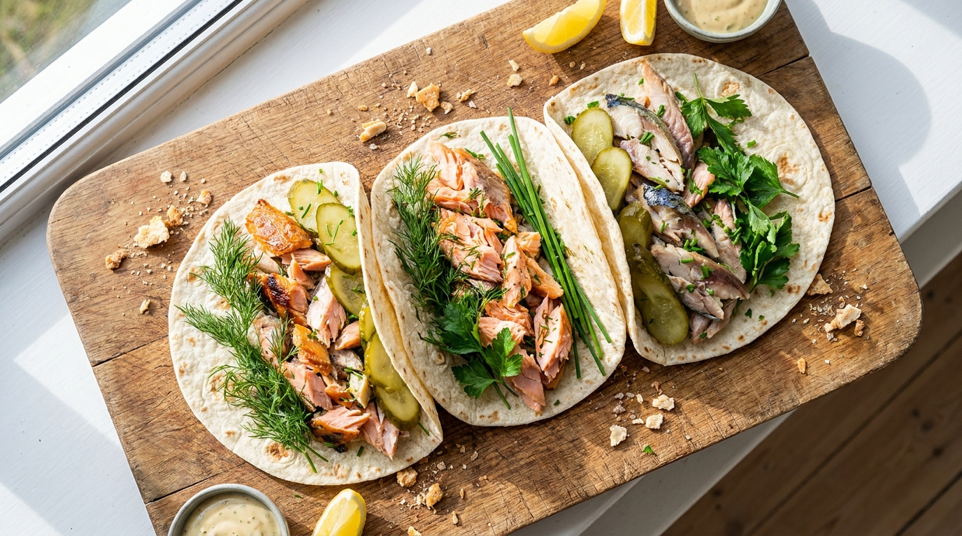 découvrez nos wraps légers aux poissons fumés, faciles à préparer et à rouler pour un repas savoureux et rapide.