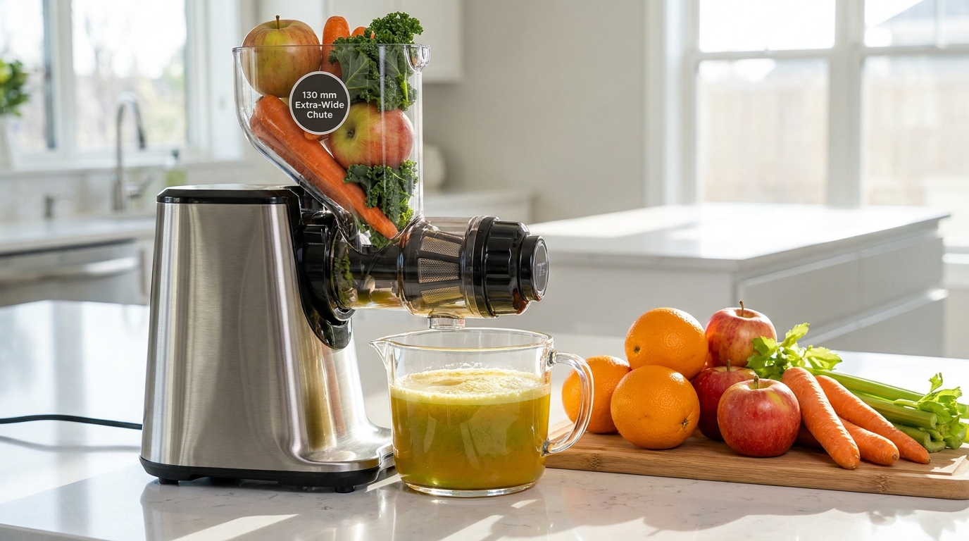 découvrez l'extracteur de jus lent xl 130 mm, un appareil pratique et efficace pour préparer facilement vos jus frais et naturels à la maison.