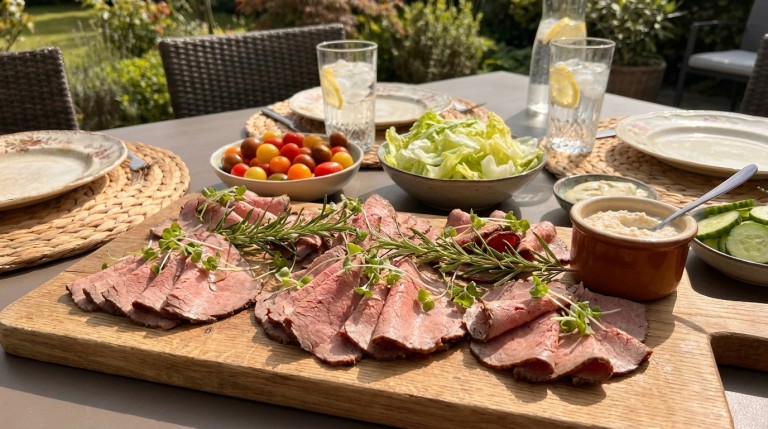 découvrez le secret ancestral pour préparer un rôti de bœuf froid exquis, parfait pour vos déjeuners d'été en terrasse, alliant saveurs authentiques et fraîcheur.