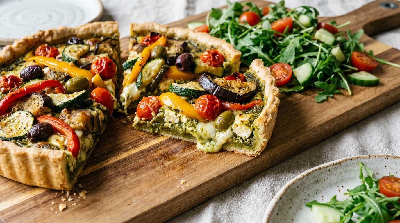 découvrez ma délicieuse tarte aux légumes du soleil avec une surprise secrète au fond, qui a conquis tous mes invités au point qu'ils veulent en racheter !