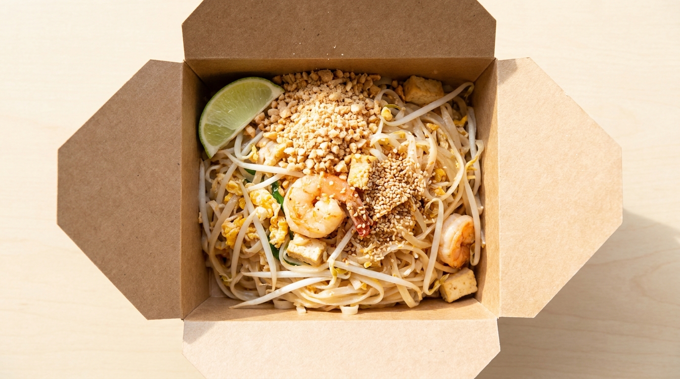 découvrez notre recette légère de pad thaï aux crevettes, parfaite pour un repas savoureux et prêt à emporter. facile à préparer et pleine de saveurs exotiques.