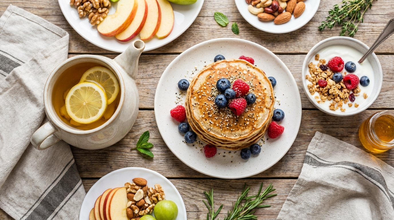 découvrez nos pancakes aériennes, le petit déjeuner détox idéal pour commencer votre journée avec énergie et légèreté.