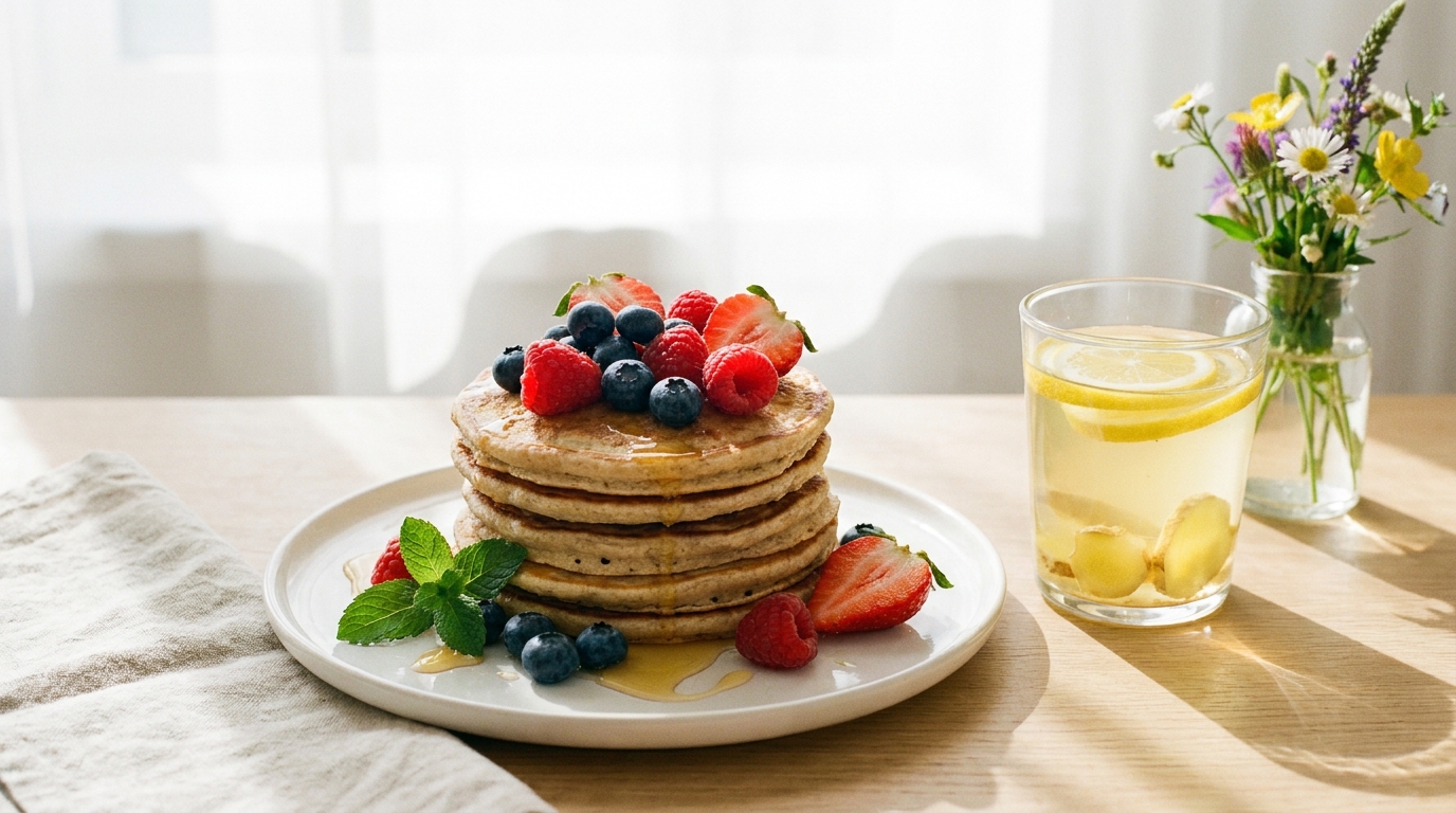 découvrez notre recette de pancakes aériennes, un petit déjeuner détox parfait pour bien commencer votre journée avec légèreté et énergie.